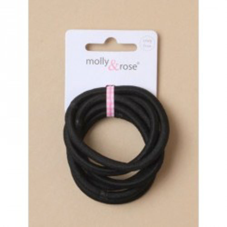 Picture of 9350-HAIR ELASTICS - CARD OF 6 THICK BLACK 5MM SOFT STRETCH
